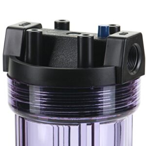 Hydronix HF5-10CLBK34PR Water Filter Housing 10" RO, Whole House, Hydroponics - 3/4" Ports, Clear Body w/PR