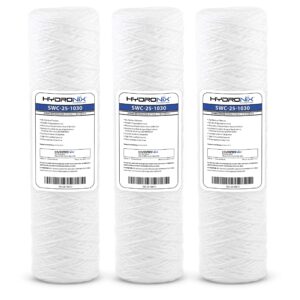 hydronix swc-25-1050 universal whole house string wound sediment water filter cartridge 2.5" x 10" - 50 micron (3 pack)