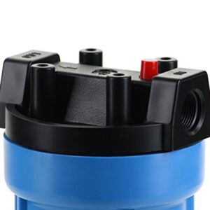 Hydronix HF5-10BLBK34PR Water Filter Housing NSF Listed 10" RO, Whole House, Hydroponics - 3/4" Ports, Blue w/PR