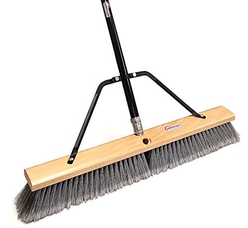 American Select Tubing Pbma24004 Heavy Duty 24" Multi-Surface Push Broom with Silver/Black Handle