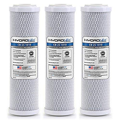 Hydronix HX-CB-25-1010/3 Reverse Osmosis & Drinking NSF Coconut Carbon Block Water Filter 2.5 x 10, 10 Micron-3 Pack, 3 Count (Pack of 1), White