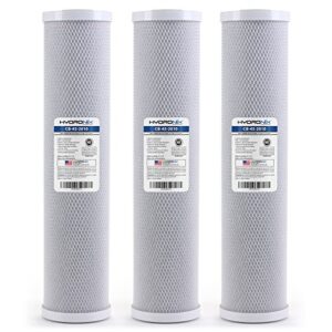 hydronix hx-cb-45-2010/3 whole house, commercial & industrial nsf coconut carbon block water filter, 4.5" x 20"-10 micron, 20 inches, white