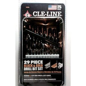 cle-line c18130 black and gold high speed drill bit set (29-piece)