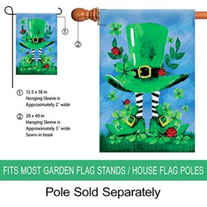 Morigins Shamrock Shower St Patricks Day Flag 28x40 Inch Decorative Green Double Sided Spring House Flag