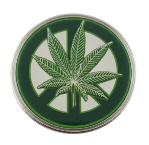 marijuana pot leaf peace sign metal collectible coin
