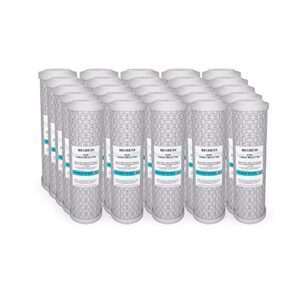 max water cto 5 micron, 10" x 2.5" replacement filter cartridge, coconut shell carbon block for whole house water filtration system and standard ro (reverse osmosis) filters - pack of 25