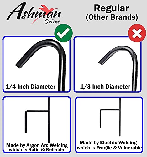 Ashman Shepherd Curled Hook (6 Pack), 35 Inch Tall 1/4 Inch Thick, Made of Premium Metal for Hanging Bird Feeders, Mason Jars, PlantHangers, Flower Basket, Christmas Lights, Lanterns, and Weddings