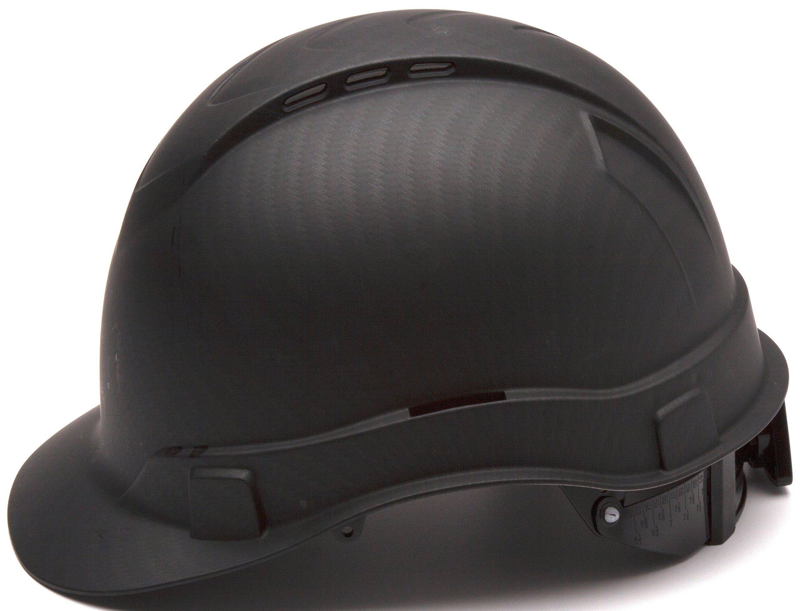 PYRAMEX Ridgeline Cap Style Hard Hat, Vented, 4-Point Ratchet Suspension, Black Graphite Pattern