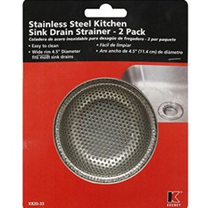 Keeney K820-33 2 Pcs Stainless Steel Kitchen Sink Drain Strainer Wide Rim 4.5" Diameter (Large) Anti Clogging Technology (2 Piece)