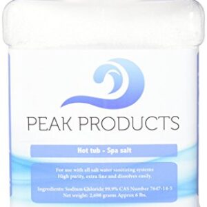 Peak Products Hot Tub Salt and Spa Salt for All Salt Water Sanitizing Systems and Chlorine Generators Including Hotspring, Jacuzzi, Caldera, and Chloromatic - 6 Pounds