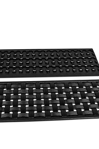 BirdRock Home Rubber Stair treads for Outdoors | Basket Weave Design | 9" x 30" | 4 Pack | Beautifully Designed Stair mats | Outdoor Stair treads Non-Slip Weather Resistant
