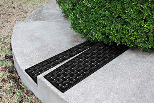 BirdRock Home Rubber Stair treads for Outdoors | Basket Weave Design | 9" x 30" | 4 Pack | Beautifully Designed Stair mats | Outdoor Stair treads Non-Slip Weather Resistant