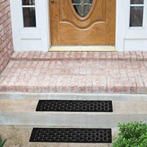 BirdRock Home Rubber Stair treads for Outdoors | Basket Weave Design | 9" x 30" | 4 Pack | Beautifully Designed Stair mats | Outdoor Stair treads Non-Slip Weather Resistant