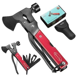 rovertac camping essentials multi tool axe hatchet survival gear 14-in-1 multitool knife hammer pliers saw bottle can opener screwdriver multitool for camping hiking survival christmas gifts for men