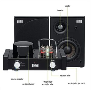 SOLIS SO-8000 Stereo Bluetooth Audiophile Vacuum Tube Audio System Amplifier with VU Meter and Aux-in