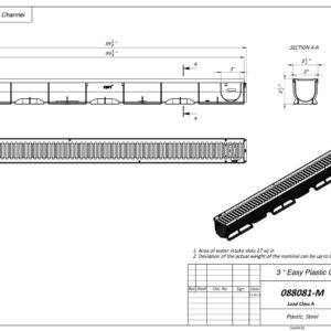 Vodaland - 3 Inch Easy 1 Premium Trench Drain Channel - Galvanized Stamped Steel Grating (5)