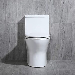 WOODBRIDGEE Modern Elongated One piece Toilet Dual flush 1.0/1.6 GPF,with Soft Closing Seat,1000 Gram MaP Flushing Score,white,T-0032