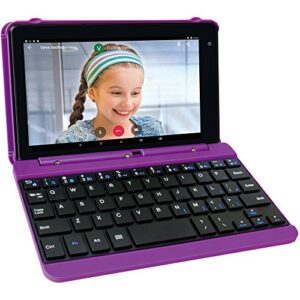 rca voyager pro tablet w/keyboard case 7" multi-touch display, android go edition (8.1) purple