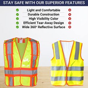 High Visibility Safety Vest – ANSI Class 2 Breakaway Vest with 5 Pockets, Yellow with Adjustable Hook and Loop Closure, Hi Vis Breathable Mesh, Heavy Duty Work Wear for Men or Women, 3 Pack (XL/XXL