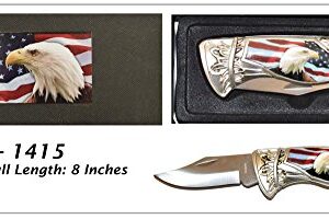 USA Flag & American Bald Eagle Head Shaped Folding Pocket Knife w/Gift Box Case(Sold by a Veteran)