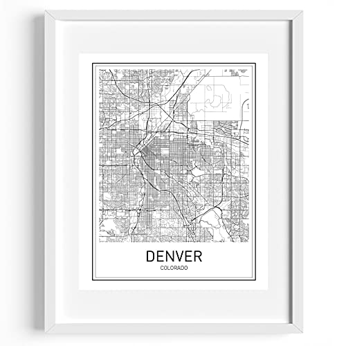 Denver Map Print Denver Map Art Colorado Print City Maps Map Print Map Art Print Black and White Map Wall Art Map Art Modern City Art Scandinavian Poster City Map Poster 8x10