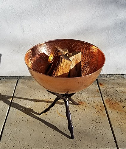 Passage FP-23-HC-CS Fire Pit & Collapsible Stand, Hammered Copper