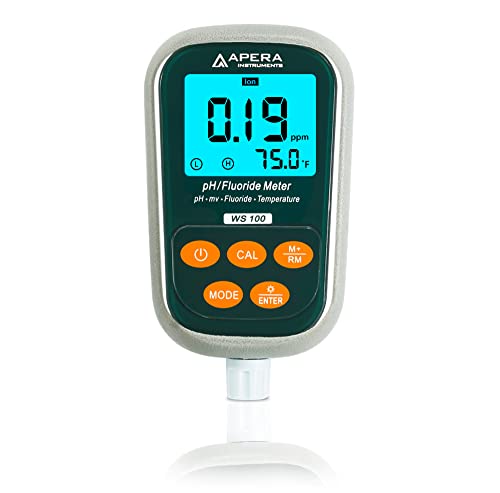 Apera Instruments, LLC AI4725 WS100 Fluoride/pH Portable Meter Kit with 3-in-1 Fluoride Probe