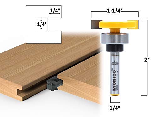 YONICO Top Bearing Slot Cutter Router Bit (1/4" Height - 1/4" Depth - 1/4" Shank)