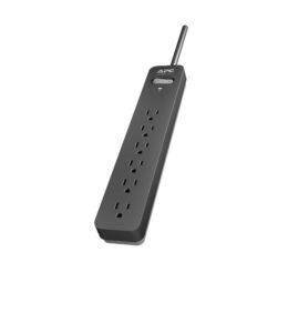 apc surge protector with extension cord 25 ft, pe625, 6-outlets, 1080 joule, power strip long cord black