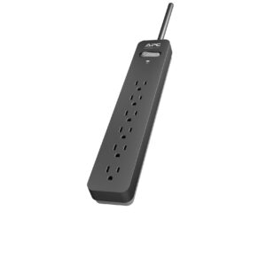 APC Surge Protector with Extension Cord 25 Ft, PE625, 6-Outlets, 1080 Joule, Power Strip Long Cord Black