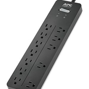 APC Surge Protector Power Strip, PH12, 2160 Joules, Flat Plug, 12 Outlet Power Cord Strip Black