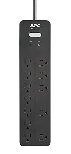 APC Surge Protector Power Strip, PH12, 2160 Joules, Flat Plug, 12 Outlet Power Cord Strip Black