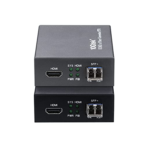 a Pair of HDMI to Optical Fiber Extender Converter with SFP+ Slot, 10km SFP+ LR Transceivers Included, Support HDMI 1.4a, 4Kx2K