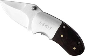 ezkit pocket knife, small wood handle 2in blade stainless steel everyday carry knife