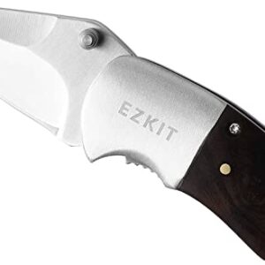 EZKIT Pocket Knife, Small Wood Handle 2in Blade Stainless Steel Everyday Carry Knife