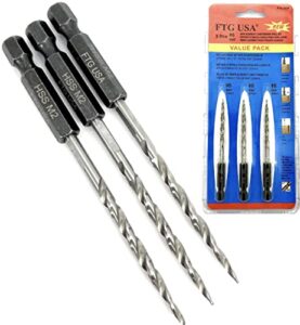 ftg usa replacement tapered countersink drill bit set 3 pc (#6) 9/64" countersink bit same size bit replacement only, countersink replacement drill bit for wood counter sinker drill bit set