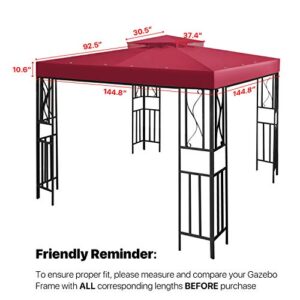 Flexzion 12' x 12' Gazebo Canopy Top Replacement Cover (Red) - Dual Tier Up Tent Accessory with Plain Edge Polyester UV30 Protection Water Resistant for Outdoor Patio Backyard Garden Lawn Sun Shade