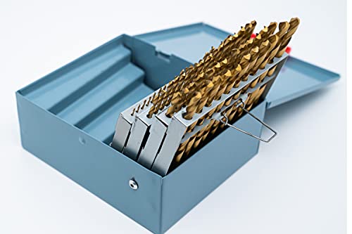 LLDSIMEX 60 Piece 1#-60# Titanium Nitride Coated Numbered Drill Bit Set High Speed Steel (0.228" - 0.040")