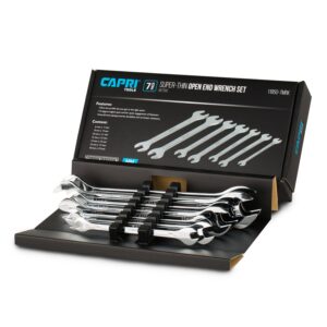 capri tools super-thin open end wrench set, metric, 6 to 19 mm, 7-piece (11850-7mrk)