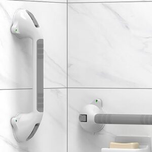 ameriluck 16.5inch 2 pack suction balance assist bathroom shower handle,bath grab bar with indicators(white/grey)