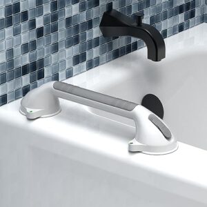 AmeriLuck 16.5inch 2 Pack Suction Balance Assist Bathroom Shower Handle,Bath Grab Bar with Indicators(White/Grey)