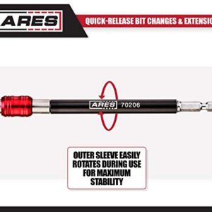 ARES 70206 - Drill Extension Bit Holder - 6-Inch Quick Release - Works With All 1/4-Inch Drive Bits - Quick Release Mechanism Makes Changing Bits a Breeze