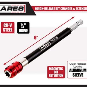 ARES 70206 - Drill Extension Bit Holder - 6-Inch Quick Release - Works With All 1/4-Inch Drive Bits - Quick Release Mechanism Makes Changing Bits a Breeze