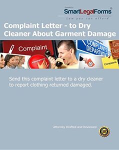 complaint letter - to dry cleaners about garment damage [instant access]