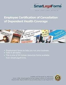 employee certification of cancellation of dependent health coverage [instant access]