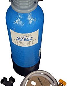 Mobile-Soft-Water Premier 8,000 gr RV Softener - NSF 61 Brass GH Fittings - Portable - Manual Regenerate for RV, Cabins, Tiny Homes with Hardness Test Strips, Regeneration Valve, and 4ft-1/2 ID Hose