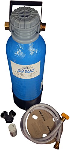 Mobile-Soft-Water Premier 8,000 gr RV Softener - NSF 61 Brass GH Fittings - Portable - Manual Regenerate for RV, Cabins, Tiny Homes with Hardness Test Strips, Regeneration Valve, and 4ft-1/2 ID Hose