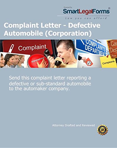 Complaint Letter - Defective Automobile (Corporation) [Instant Access]