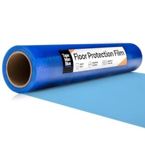floor protection film, 24 inch x 200' roll, made in usa, blue self adhesive floor protector for moving and construction, temporary floor covering for protection of hardwood floors, tile, hard surfaces