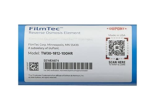 Dow FilmTec, TW30-1812-100HR 100 GPD TFC High Rejection Membrane for Undersink Reverse Osmosis (RO) System